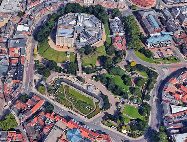Aerial view of Norwich Castle