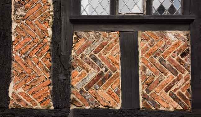 Herringbone brick nogging at Paston House